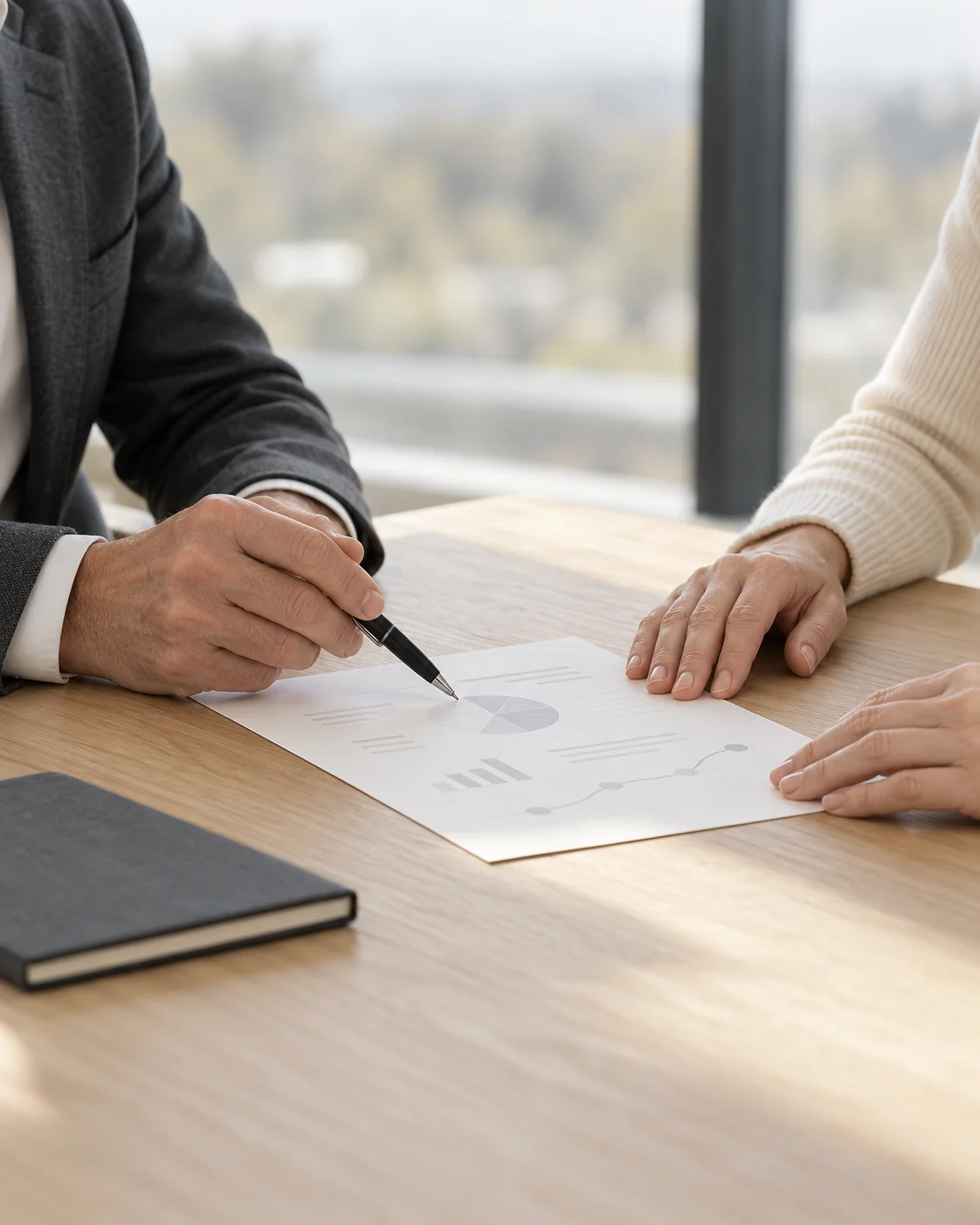 Illustrative advisory meeting over financial documents
